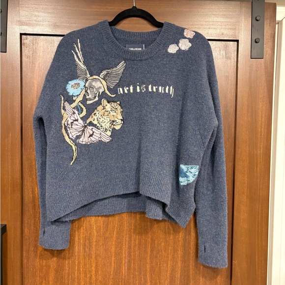 Zadig & Voltaire Markus Holly “Art is Truth” Sweater XS good cond unique & rare - Picture 13 of 16